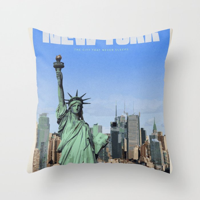 Travel to New York Throw Pillow