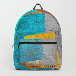Teal Blue and Orange Modern Abstract Collage Art Backpack