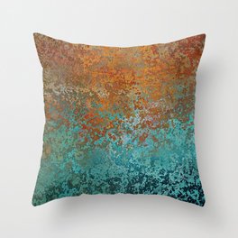 Vintage Copper and Teal Rust Throw Pillow