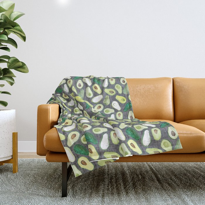 Avocados - Ash Grey Throw Blanket