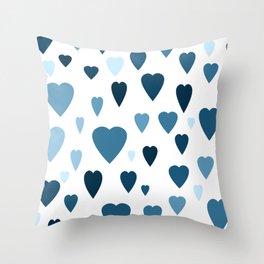 deep blue heart pattern Throw Pillow