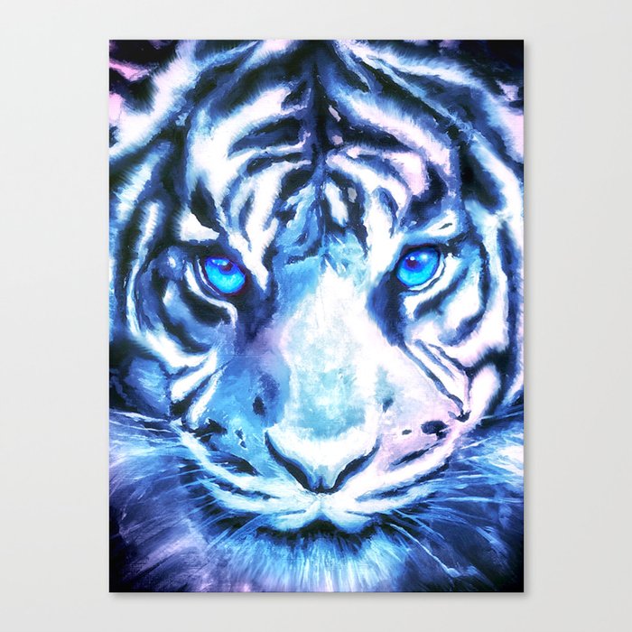 White Tiger Snow Tiger Tiger Face Space Tiger Canvas Print By Madewithmoonlight Society6