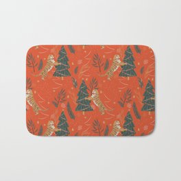 Tigers Christmas Bath Mat | Nature, Orange, Holidays, Curated, Wild Animals, Wild Cat, Graphicdesign, Jungle, Cute, Tiger 