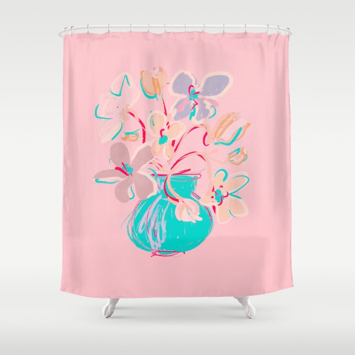Modern abstract spring flowers  Shower Curtain