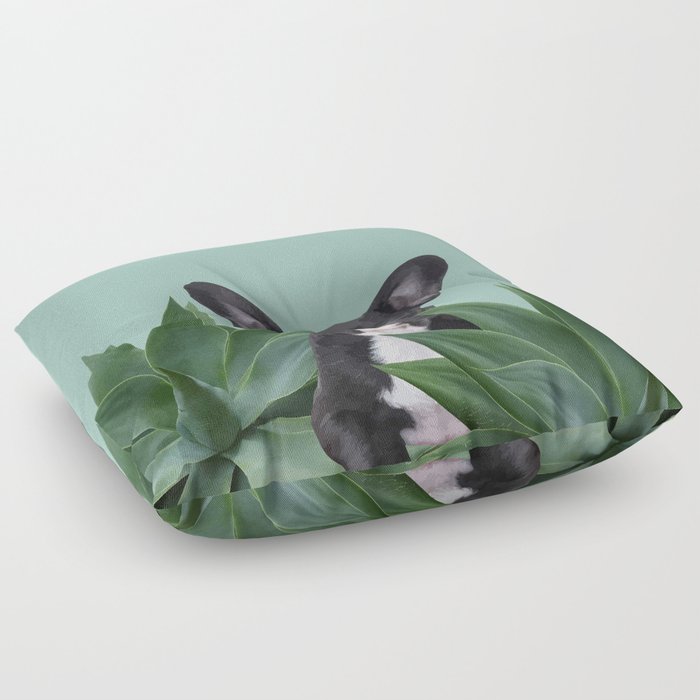 French Bulldog between agave leaves Floor Pillow