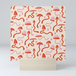 Groovy Magic Mushroom Pattern Mini Art Print