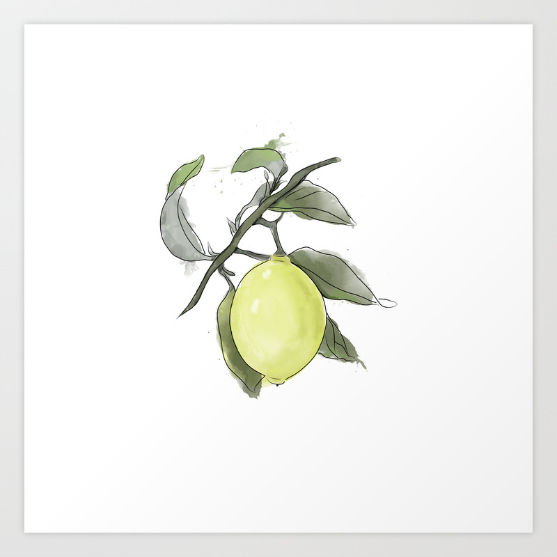Original Lemon Watercolor Painting 2 Art Print By Totalflora
