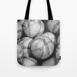Baseballs in Black and White Tote Bag