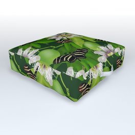 Zebra Longwing visits Passionflower Vine Outdoor Floor Cushion
