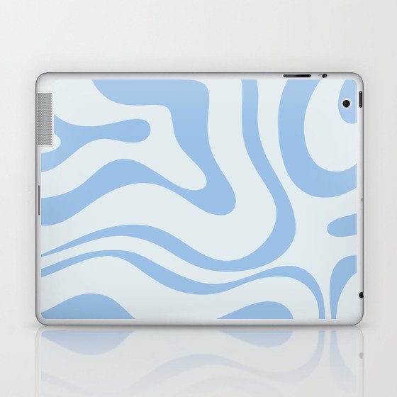 Soft Liquid Swirl Abstract Pattern Square in Powder Blue Laptop & iPad Skin