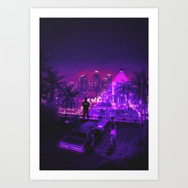 In search of Tomorrow 80's Retro Cyberpunk Design Synthwave Outrun Vaporwave Art Print