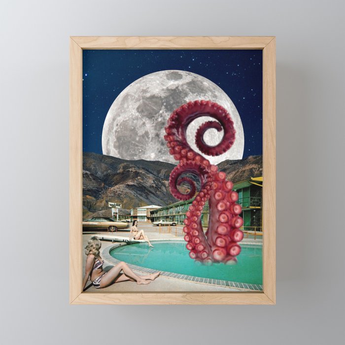 Octopus in the pool Framed Mini Art Print