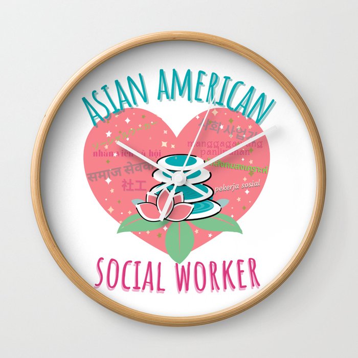 Asian American Social Worker TRNSPRNT Wall Clock