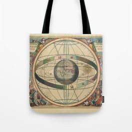 Vintage Map Print - 1660 celestial map - Ptolemaic Geocentric Model of the Universe Tote Bag