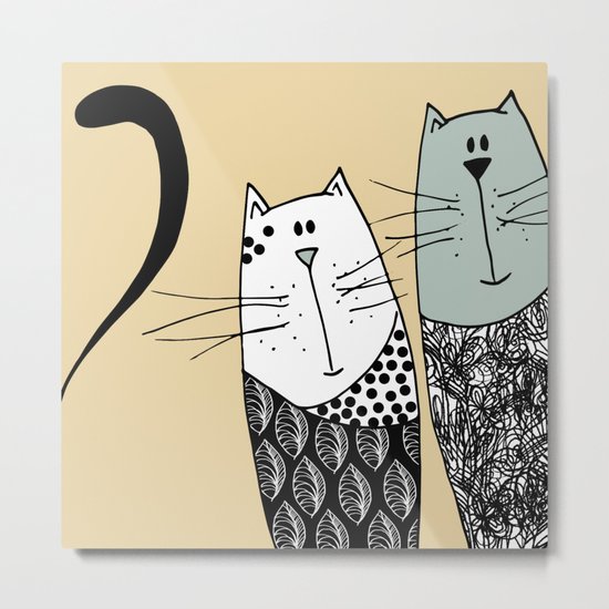 Mr & Mrs Cat Metal Print