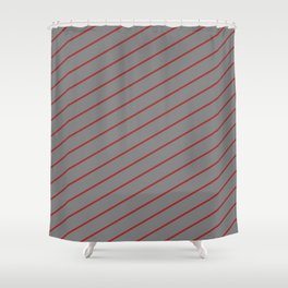 [ Thumbnail: Gray & Brown Colored Stripes Pattern Shower Curtain ]