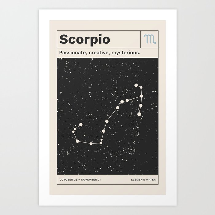 Scorpio Constellation Retro Minimalist Zodiac Print Art Print