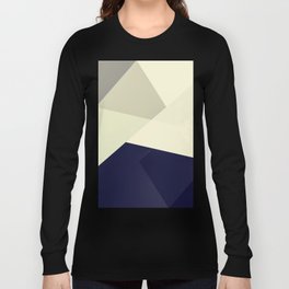 Modern Raven Black and Off White Geometric Long Sleeve T-shirt