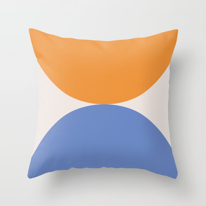 Blue & Orange Marine Circles Colorblock Pattern Throw Pillow