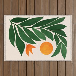 Tropical Forest Sunset / Mid Century Abstract Shapes Outdoor Rug