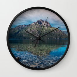 Lake landscape with a Mountain in the background Wall Clock