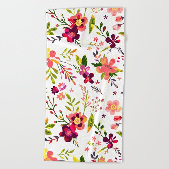 Colorful floral pattern #society6 Beach Towel