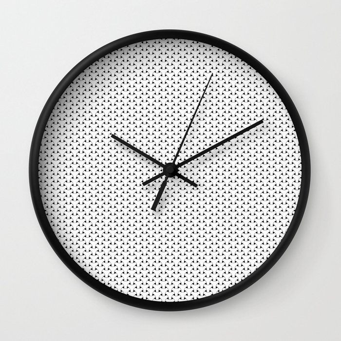 Black and White Basket Weave Shape Pattern - Graphic Design Wall Clock
