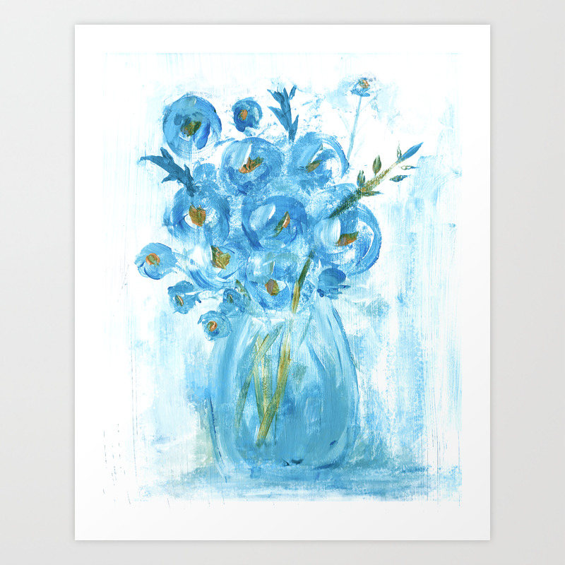 Painting Of Blue Flowers In Vase Impasto Art Print By Kendrashedenhelm Society6 ✓ free for commercial use ✓ high quality images. painting of blue flowers in vase impasto art print by kendrashedenhelm