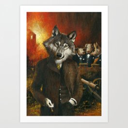 Mr Wolf And The Three Pigs Art Print