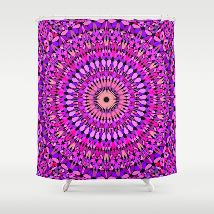 Pink and Purple Gravel Mandala Shower Curtain