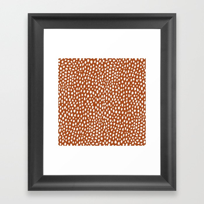 Burnt Orange Spots (white/burnt orange) Framed Art Print