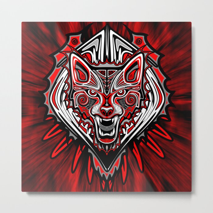 Wolf Tattoo Style Haida Art Metal Print