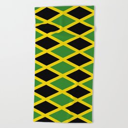 Flag of Jamaica 3-Jamaican,Bob Marley,Reggae,rastafari,cannabis,ganja,america,south america,ragga Beach Towel