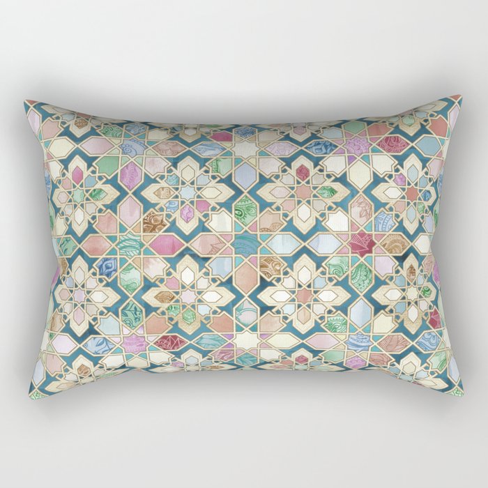 Muted Moroccan Mosaic Tiles Rectangular Pillow