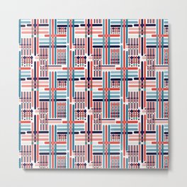Crisscrossed checks red and blue Metal Print