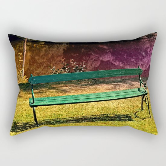 Bench at the pond Rectangular Pillow