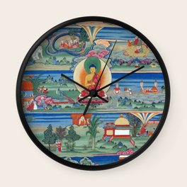 Buddhist Thangka Painting Siddhartha Gautama Shakyamuni Wall Clock