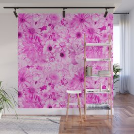 quinacridone violet floral bouquet aesthetic assemblage Wall Mural