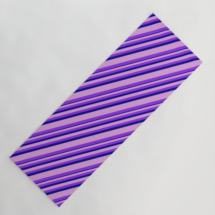 Plum, Purple & Dark Blue Colored Lines Pattern Yoga Mat