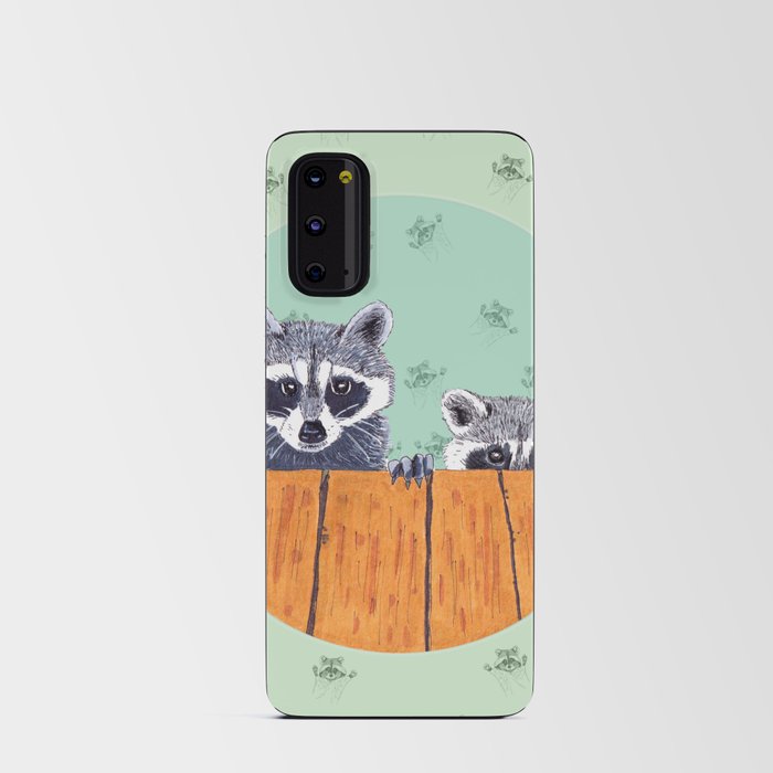 Peeking Raccoons #3 Pastel Green Android Card Case
