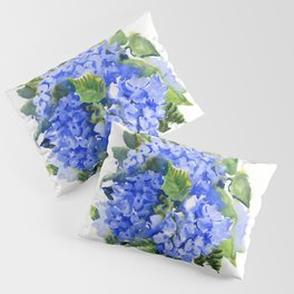 Hydrangea Flowers, floral sky blue soft green Sage colored art Pillow Sham