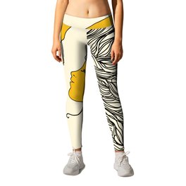 Sun and Moon Leggings | Smile, Drawing, Curated, Star, Woman, Linedrawings, Space, Sky, Sun, Light 