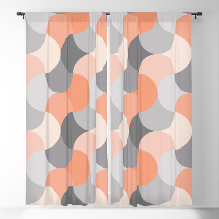 Pink and grey waves Blackout Curtain