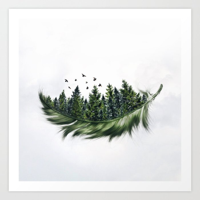 Earth Feather • Green Feather (horizontal) Kunstdrucke Earth Feather • Green Feather (horizontal) Kunstdrucke