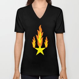 Flaming Star V Neck T Shirt
