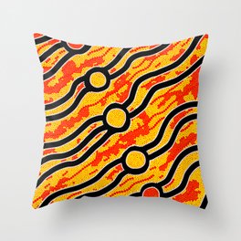 Authentic Aboriginal Art - Bush Fires Throw Pillow