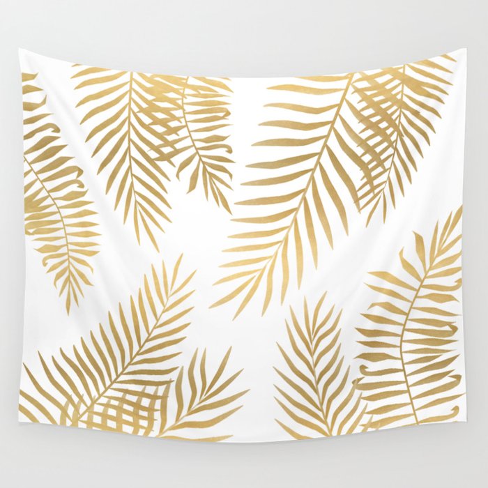 Gold palm leaves Wall Tapestry