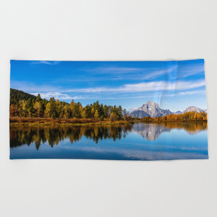 Return to Oxbow - Mount Moran on Autumn Day at Oxbow Bend in Grand Teton National Park Wyoming Beach Towel