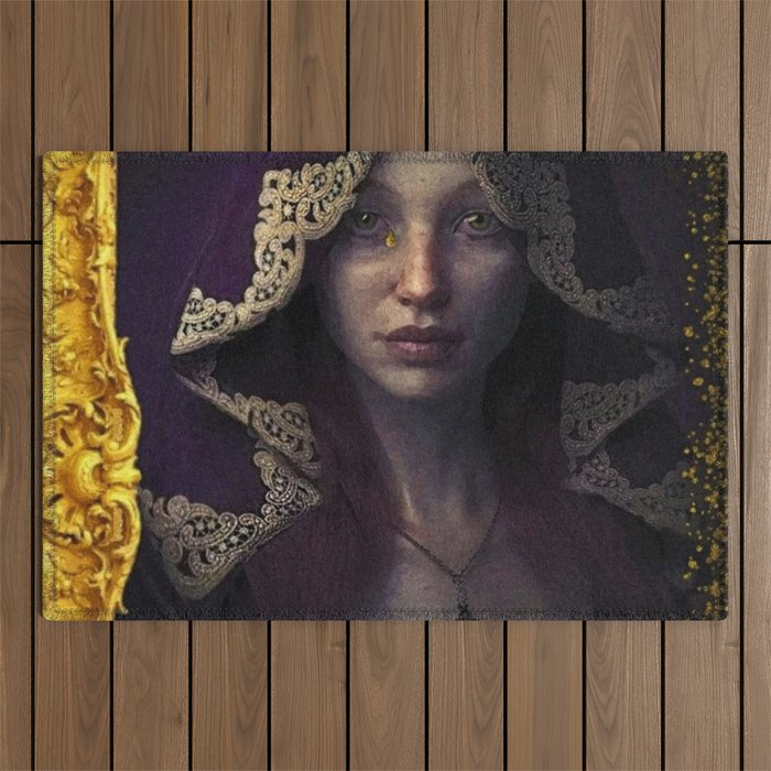 Golden Tears II, Twilight (Freya's Heartache) portrait painting Outdoor Rug