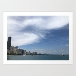 Chicago skyline over Lake Michigan Art Print